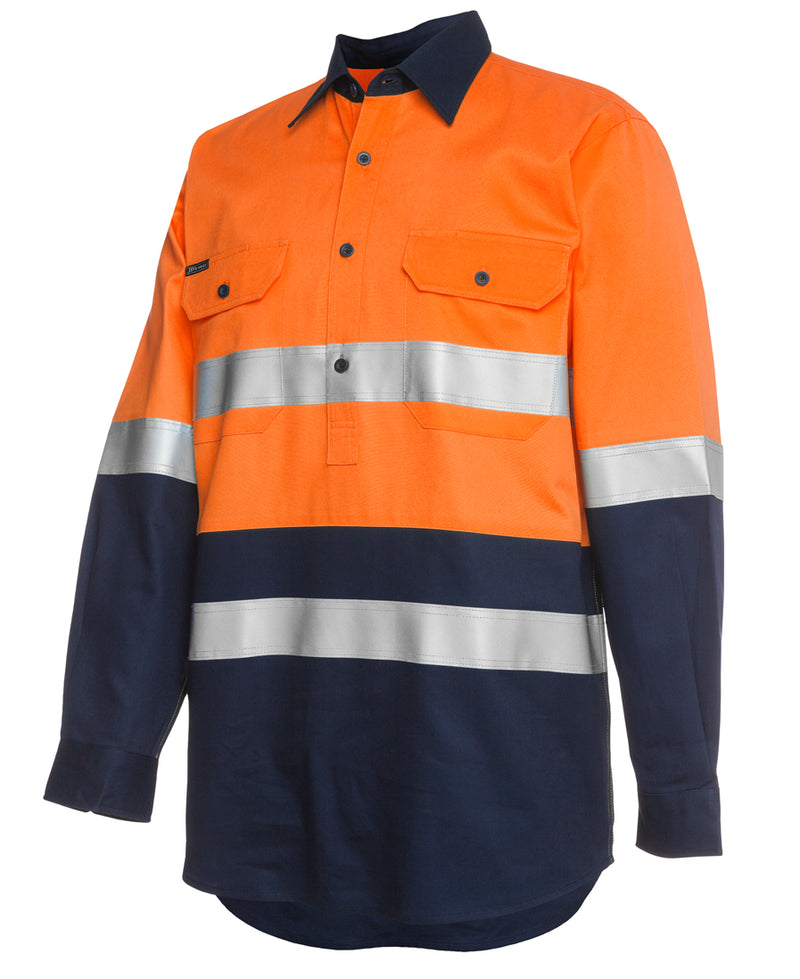 Load image into Gallery viewer, JB's Hi Vis (D+N) Close Front L/S 190g Work Shirt 6HWCF
