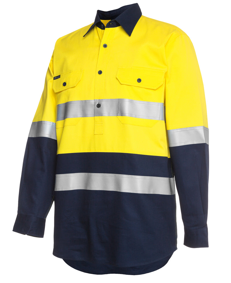 Load image into Gallery viewer, JB's Hi Vis (D+N) Close Front L/S 190g Work Shirt 6HWCF
