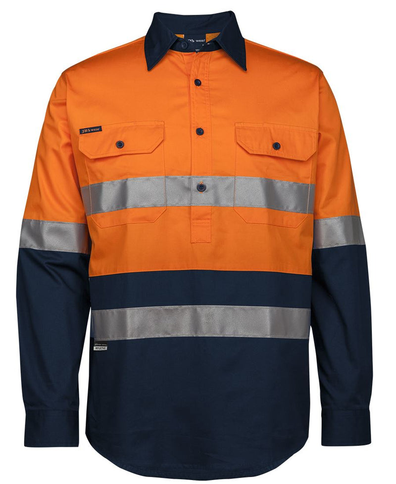 Load image into Gallery viewer, JB's Hi Vis (D+N) Close Front L/S 150g Work Shirt 6HWCS
