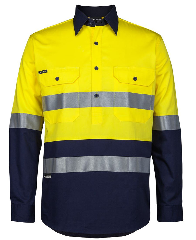 Load image into Gallery viewer, JB's Hi Vis (D+N) Close Front L/S 150g Work Shirt 6HWCS
