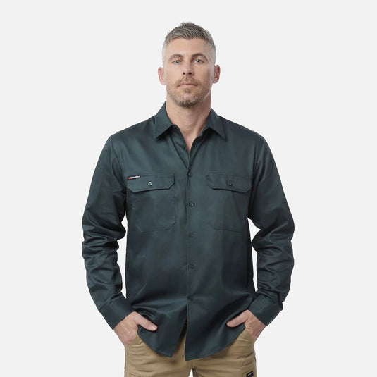 KingGee Originals Long Sleeve Open Front Cotton Drill Work Shirt