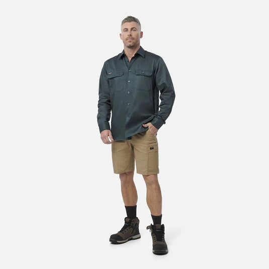 KingGee Originals Long Sleeve Open Front Cotton Drill Work Shirt