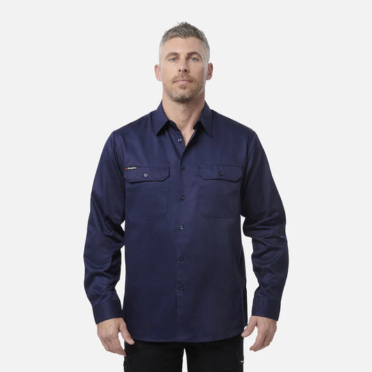KingGee Originals Long Sleeve Open Front Cotton Drill Work Shirt