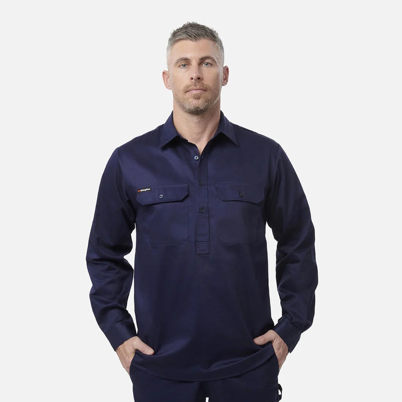 Load image into Gallery viewer, KingGee Originals Long Sleeve Closed Front Cotton Drill Work Shirt
