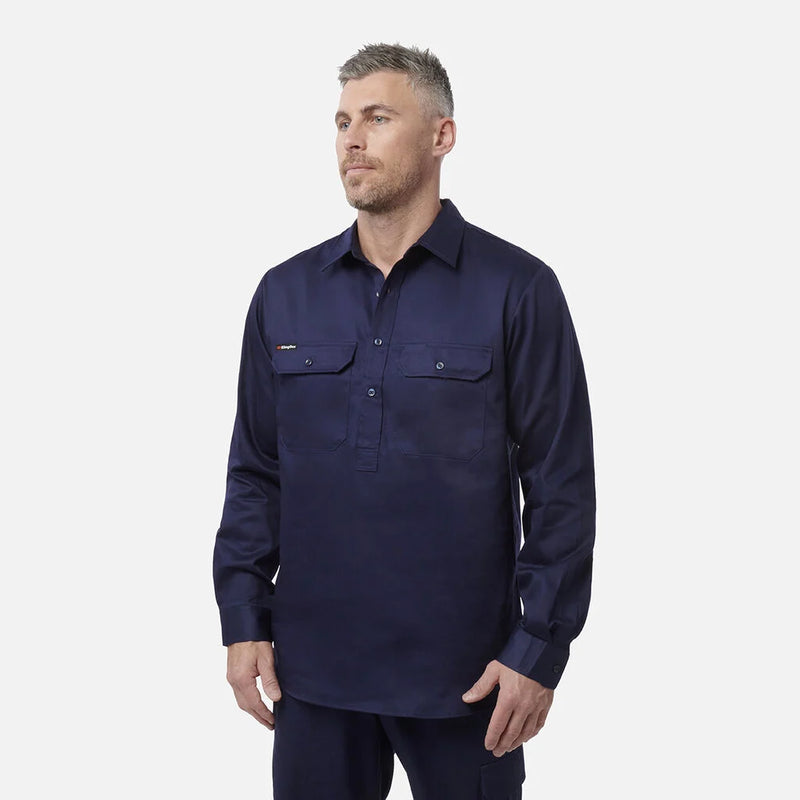 Load image into Gallery viewer, KingGee Originals Long Sleeve Closed Front Cotton Drill Work Shirt
