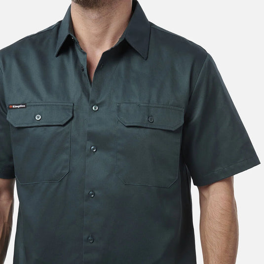 KingGee Originals Short Sleeve Open Front Cotton Drill Work Shirt