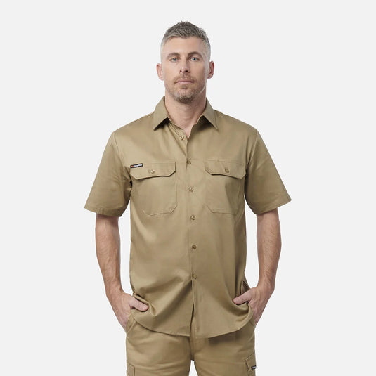 KingGee Originals Short Sleeve Open Front Cotton Drill Work Shirt