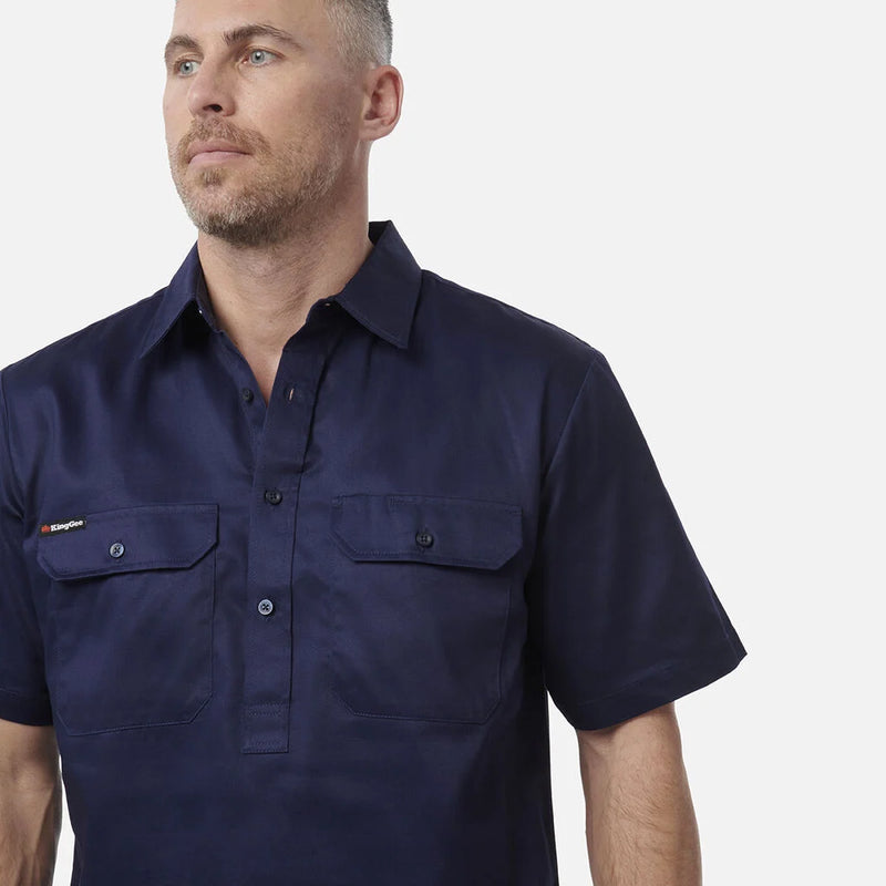Load image into Gallery viewer, KingGee Originals Short Sleeve Closed Front Cotton Drill Work Shirt
