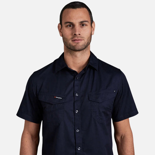 KingGee Tradies Slimfit Lightweight Cotton Drill Short Sleeve Work Shirt