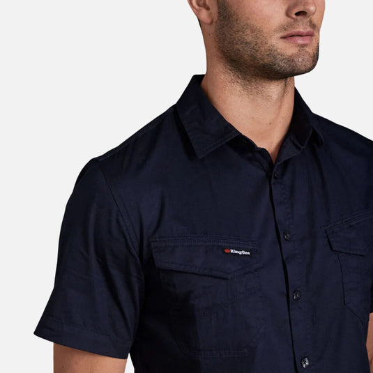 KingGee Tradies Slimfit Lightweight Cotton Drill Short Sleeve Work Shirt