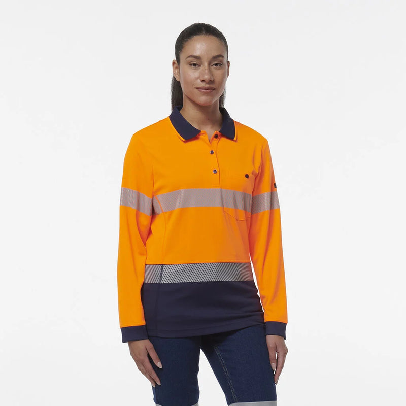 Load image into Gallery viewer, KingGee Womens Workcool Hyperfreeze Spliced Long Sleeve Polo with Segmented Tape
