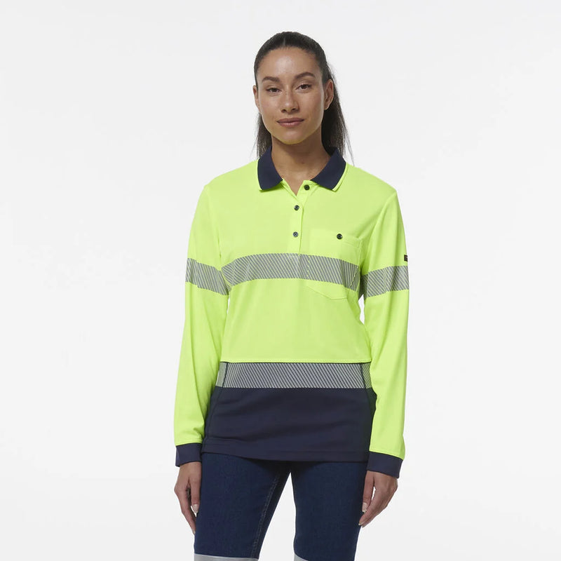 Load image into Gallery viewer, KingGee Womens Workcool Hyperfreeze Spliced Long Sleeve Polo with Segmented Tape
