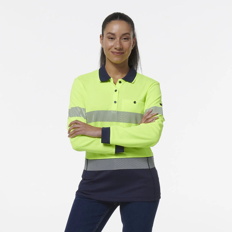 Load image into Gallery viewer, KingGee Womens Workcool Hyperfreeze Spliced Long Sleeve Polo with Segmented Tape
