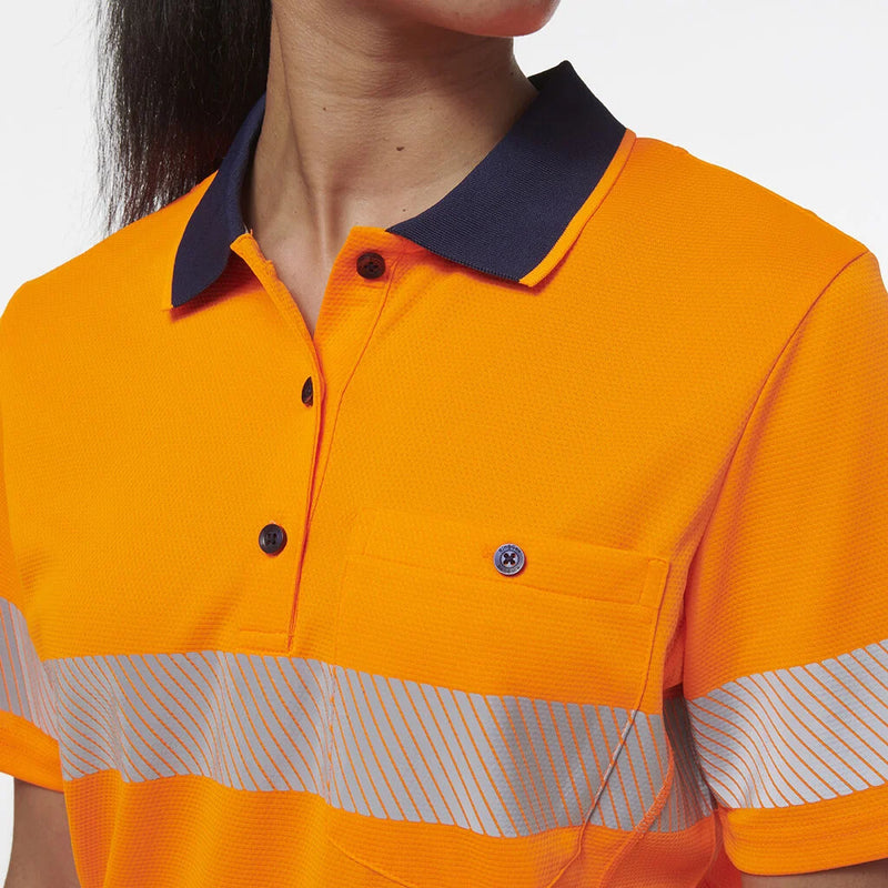 Load image into Gallery viewer, KingGee Womens Workcool Hyperfreeze Spliced Short Sleeve Polo with Segmented Tape
