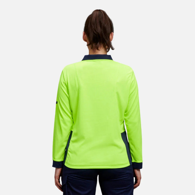 Load image into Gallery viewer, KingGee Women's Workcool Hyperfreeze Hi-Vis Long Sleeve Polo Shirt
