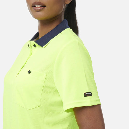 KingGee Women's Workcool Hyperfreeze Hi-Vis Short Sleeve Polo Shirt