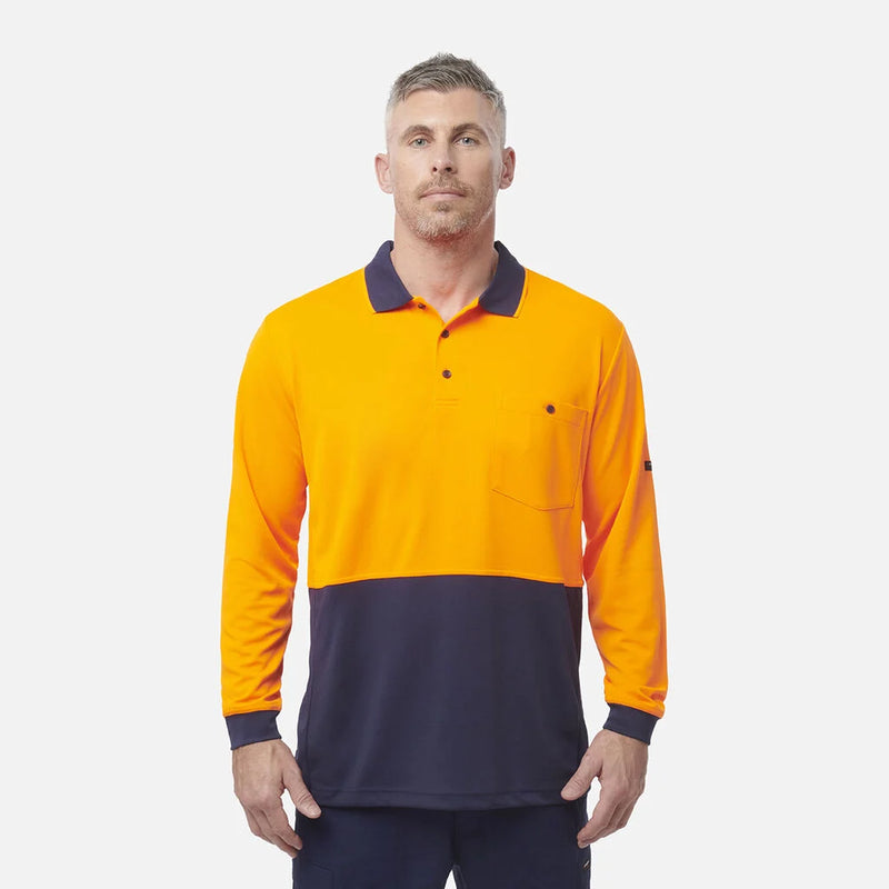 Load image into Gallery viewer, KingGee Workcool Hyperfreeze Hi-Vis Two Tone Long Sleeve Polo Shirt
