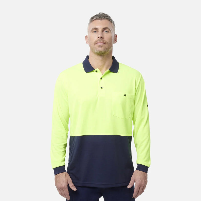 Load image into Gallery viewer, KingGee Workcool Hyperfreeze Hi-Vis Two Tone Long Sleeve Polo Shirt
